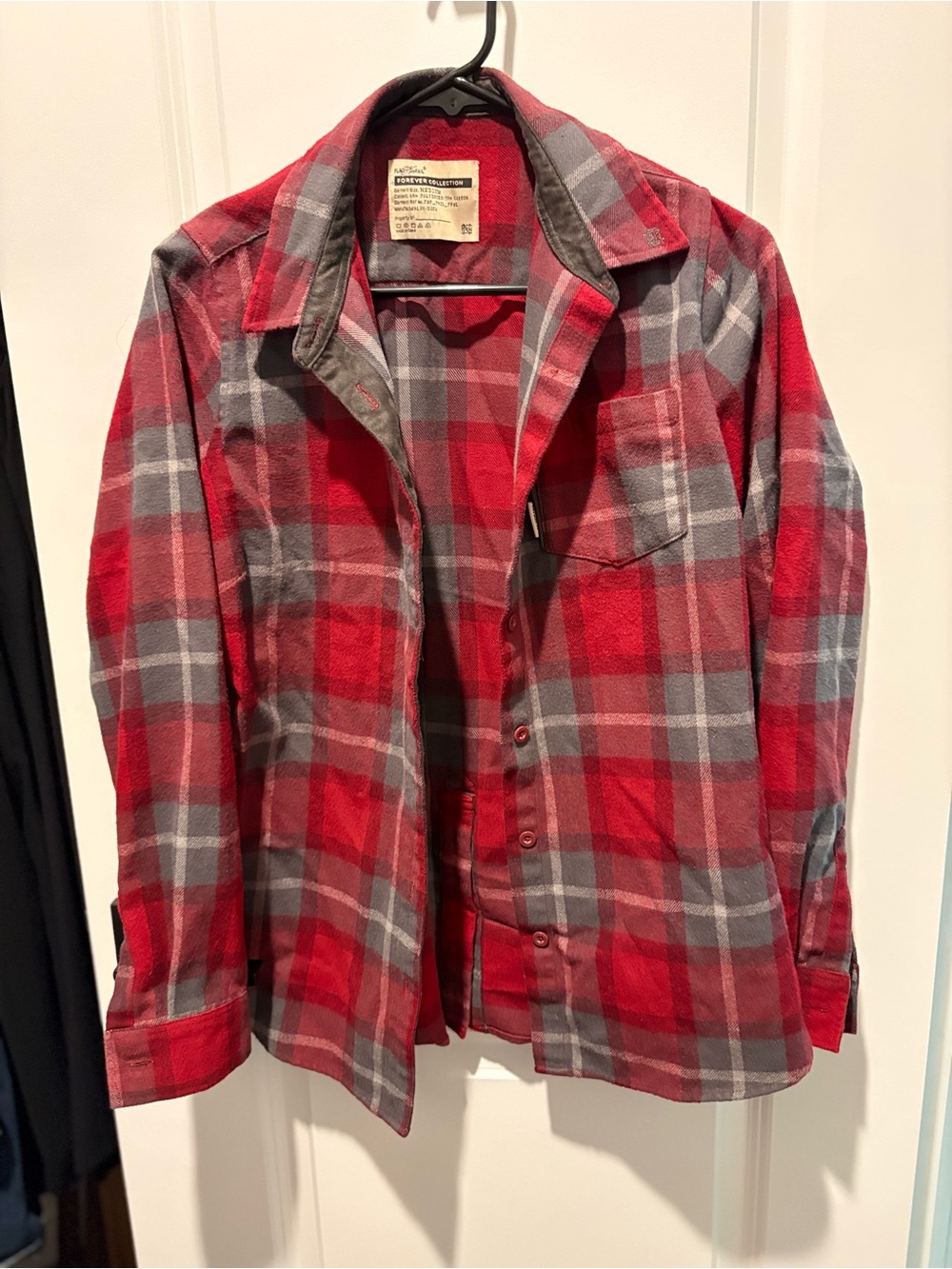 flag nor fail Red and Gray Plaid Button-Up Shirt